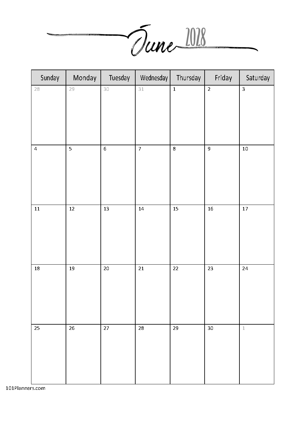 Free Printable June 2024 Calendar | Customize Online